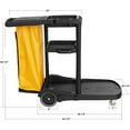 thumbnail image 6 of Commercial Janitorial Cleaning Cart on Wheels - Black Housekeeping Caddy with Cover, Shelves and Vinyl Bag$$Tools, 6 of 7
