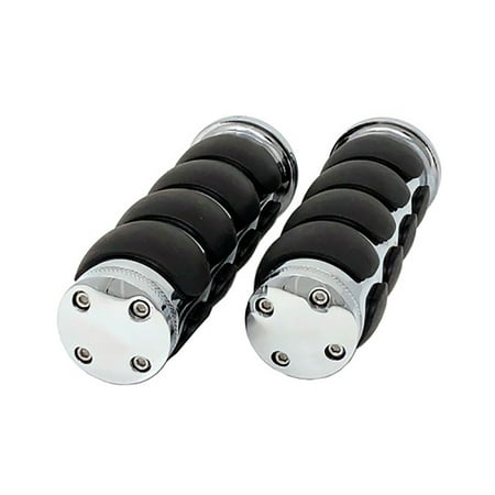 - Powersports Handlebar Grips 7/8” (22mm) Non-slip Hand Grips for all motorcycles Cruisers Choppers Street Harley – Billet Aluminum Chrome Finish