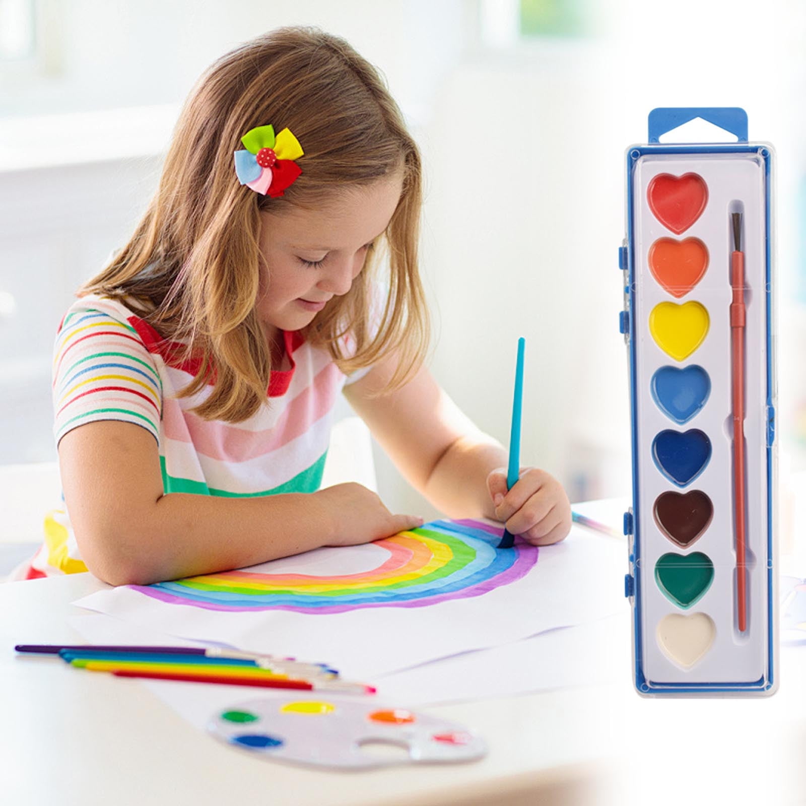 1/8/16 Pack Heart Watercolor Paint Set,Class Valentine Paint Set, Heart Shaped Paint Palette, Heart Shaped Watercolor Paint Set, Heart Paint Palette, Heart Watercolor, Heart Water Colors (16pcs)