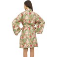 thumbnail image 5 of Bimba Women's Floral Robe Bridal Green Bridesmaid Kimono Sleepwear Cover Up-4, 5 of 5