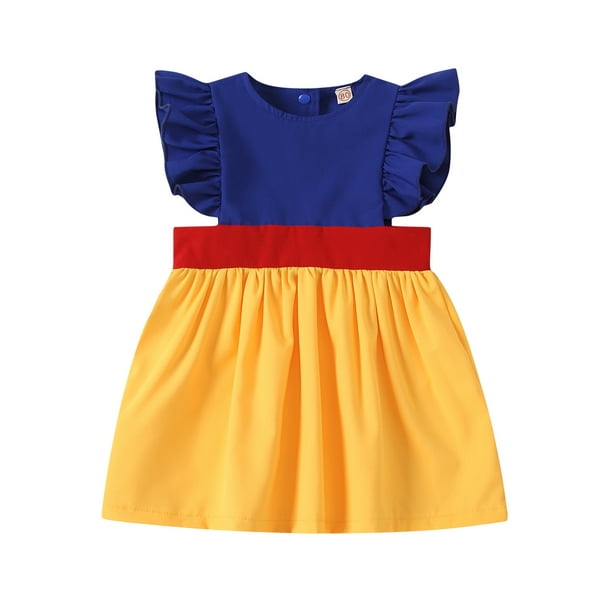 Ziyixin Ziyixin Baby Girl S Round Neck Falbala Flying Sleeve Contrast Color Romper One Piece Dress Daily Life Walmart Com Walmart Com