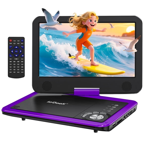 ieGeek Portable DVD Player 12.5", with 10.5" HD Swivel Screen, Car Travel DVD Players 5 Hrs Rechargeable Battery, Region-Free Video Player for Kids E