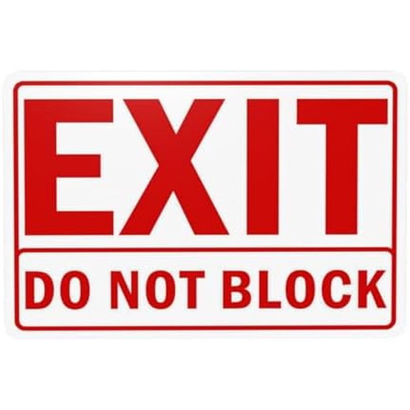 Exit Do Not Block Warning Sign, Door Security Metal Signs for Home Business Outdoor Indoor Road Yard Garage Street Wall Safety Caution Custom Decor 12 x 8 Inch