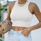 thumbnail image 3 of Parte Superior De La Cosecha Top corto para mujer Estilo casual Cami Top corto Slim Fit Traje diario (Blanco XL) Cgtredaw para Mujer Blanco T L, 3 of 6