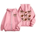 thumbnail image 1 of Women's Fashion Rugby Print Zippered Long Sleeve Hoodie with Pocket Drawstring Casual Athletic Sweatshirt, 1 of 6