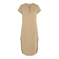 thumbnail image 6 of Kojanyu Women's Solid Color Short Sleeve V-Neck Button-Front Midi Dress with Pockets, 6 of 6