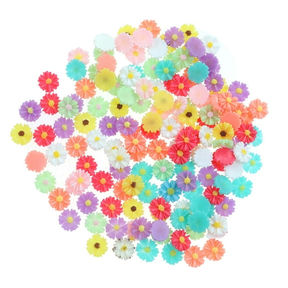 Luxshiny 50Pcs Tiny Flowers for Crafts Small Daisy Flower Resin Flatback Assorted Color Decoration