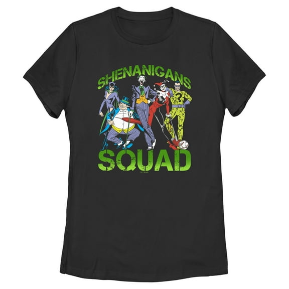 Women's Batman St. Patrick's Day Shenanigans Squad Graphic Tee Black Medium