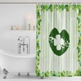 thumbnail image 3 of St. Patrick's Day Shower Curtain, Waterproof Shower Curtains for Bathroom, Lucky Shamrock Leaves Lips Green Stripes Washable Fabric Bathtub Curtain Set Bath Decor with 12 Hooks Standard 72"x72", 3 of 8
