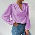 thumbnail image 5 of Kovlvoll Shirts for Women Long Sleeve Fashion Draped Cowl Neck Solid Color Tops Dressy Casual Blouse, 5 of 7