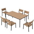 thumbnail image 6 of JOIVI 7 Piece Outdoor Dining Set, Stackable Rattan Chairs and 70" Metal Dining Table with WPC Tabletop, Outdoor Patio Furniture Set for 6 with All-Weather Chairs for Deck, Garden, Porch, 6 of 7