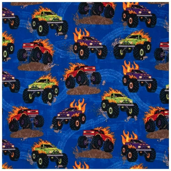 Monster Trucks Cotton Calico Fabric