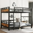 thumbnail image 3 of Bellemave Queen Over Queen Bunk Bed, Separable Bunk Beds Frame with Headboard and Rails, Bunk Beds Can Turns Into Loft Bed and Platform Bed for 2 People (Vintage Wood+Black）, 3 of 8