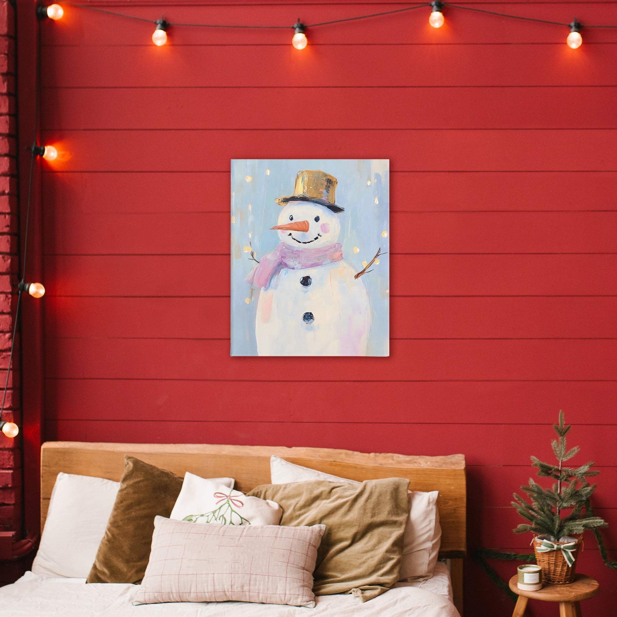 Stupell Industries Cheerful Pastel Snowman Canvas Wall Art, design by The Prints Vibe