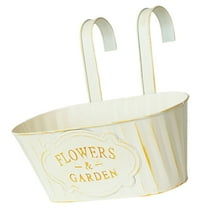 Metal Hanging Flower Pots for Railing Fence Planter Box with Detachable Hooks Drainage Holes for Outdoor Plant Balcony