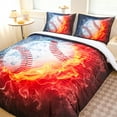 thumbnail image 6 of Koniroom 3Pcs Baseball Comforter Set Queen Size for Boys, Fire and Water Sports Themed Bedding Bedroom Decor, Soft Microfiber, 6 of 7