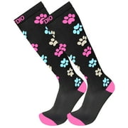 Plus Size Wide Calf Graduated 15-20mmHG Knee High Doggy Paws Compression Support Socks For Men & Women