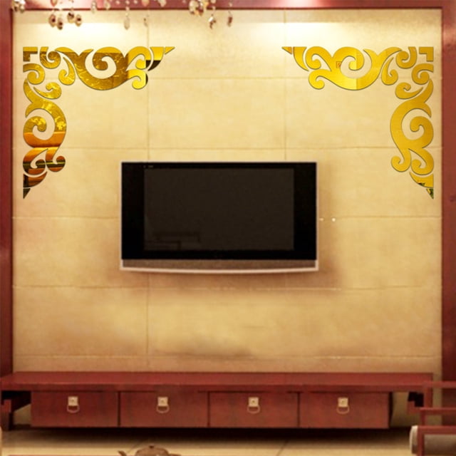 PEONAVET Stickers Corner Line Acrylic Mirror Wall Stickers Diy