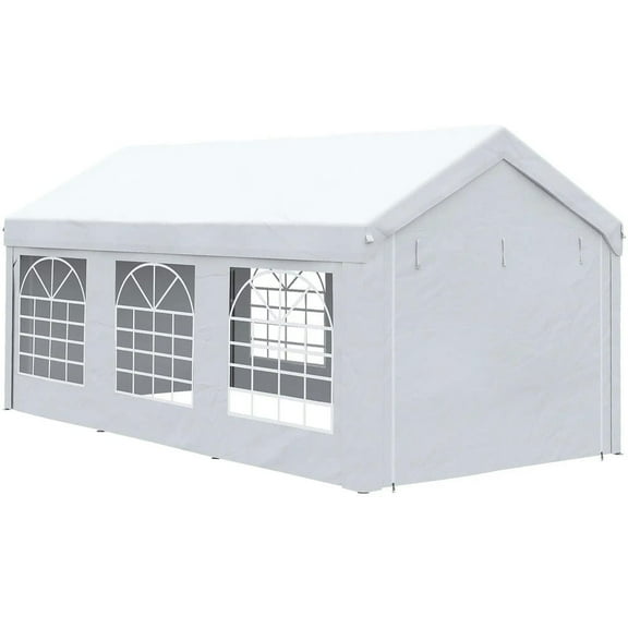 Resenkos Canopy, Outdoor Canopy Tent,19.7' x 9.7' Heavy Duty Party Tent & Carport with Removable Sidewalls and Double Doors,White