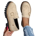 thumbnail image 5 of AUDeals Women's Mary Jane Loafers, Platform Slip On Shoes with Round Toe Comfort for Church, School and Work (Beige, 6), 5 of 9
