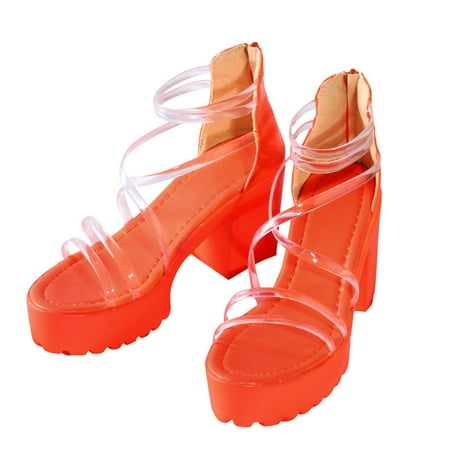 

Cathalem off Brand Sandals Women Sandals Shoes High Heels Women s Zippered Slip on Sandals for Women Comfortable Orange 7
