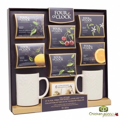 Four O'Clock Tea Gift Set | Loose Leaf Tea Sampler with Mugs | Premium Tea Lover Gift
