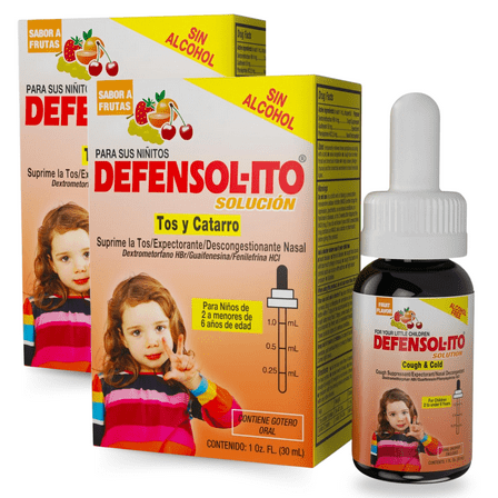 Menper Defensolito Children's Cough Drops, Alcohol-Free, with Dropper - 1 fl oz (2-Pack)