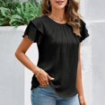thumbnail image 4 of Blouses de Travail Décontractées à Manches Courtes Col Rond pour Femmes - Design Plissé, Léger, Tenue Toutes Saisons, 4 of 6