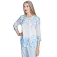 thumbnail image 3 of Alfred Dunner Womens Textured Sky Blue Floral Border Top, 3 of 4