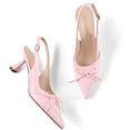 thumbnail image 6 of RONILURN Women’s Kitten Heel Slingback Pumps Pointed Toe Bow Low Heel Dress Shoes Closed Toe Patent Heels for Wedding Office Party, 6 of 9
