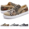 thumbnail image 6 of KAQ Women's Casual Animal Print Canvas Slip-On Flats - Raw Edge Pieced Design, Orthopedic Comfort, Low-Top Platform Sneaker Style, 6 of 9