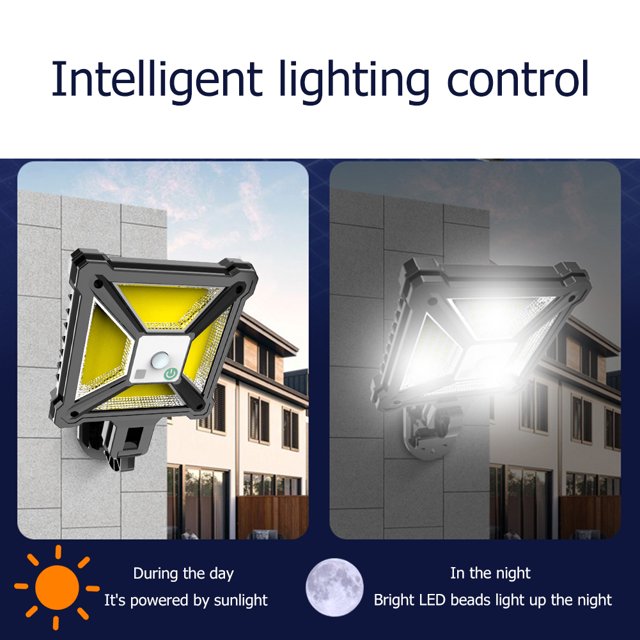 Luz Led Solar impermeable para exteriores lámpara de pared con Sensor Wdftyju de movimiento 3 modos Control remoto decoración de jardín 384LED