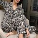 thumbnail image 4 of Conjunto de pijama a cuadros para mujer, ropa de dormir de manga larga, pantalones Piiama, traje coreano de 2 piezas, ropa de noche con botón de bolsillo, ropa de casa, Otoño, nuevo, 4 of 4