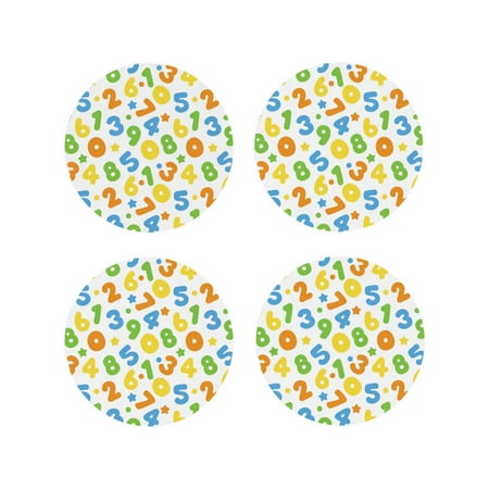 

Leather Coasters with Heat-resistant for Drinks Colorful math number print -标题2 Round Shape