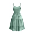 thumbnail image 5 of Rvasteizo Sundress Solid Sleeveless Sling Backless Shirred Layered Ruched Summer Casual Outfit, 5 of 5