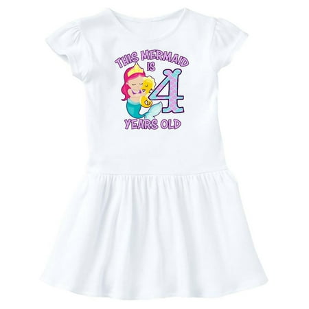 

Inktastic This Mermaid is 4 years old Gift Toddler Girl Dress