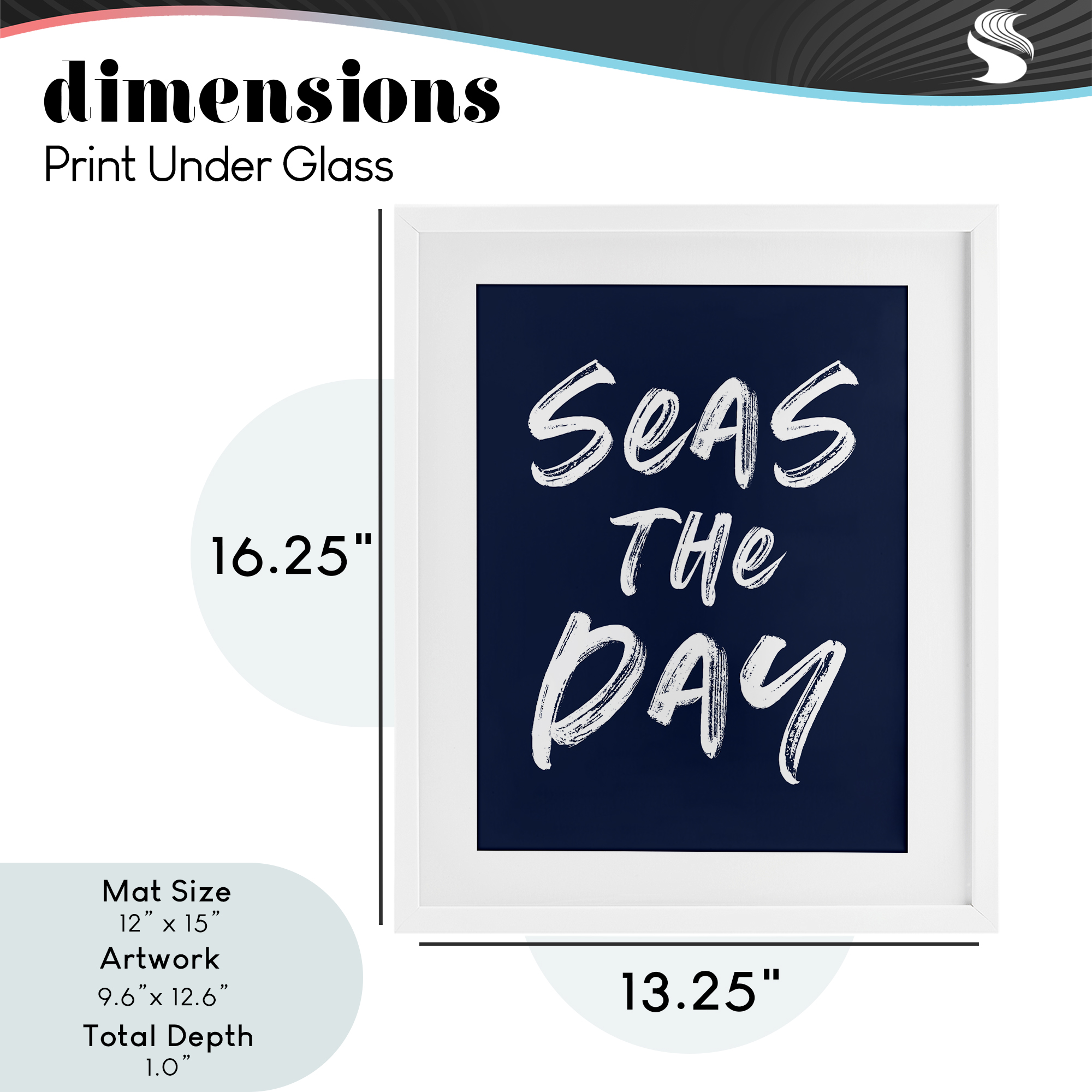 Seas The Day Sentiment White Framed Print Under Glass, design by Lettered and Lined