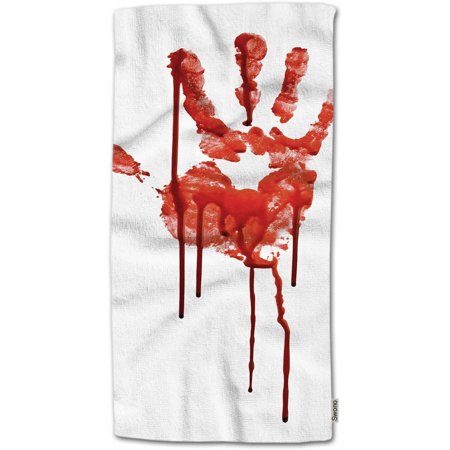 Bloody Hand-Print Hand Towel Scar and Horror Bloody Hand-Print Design On Background Polyester Hand Towels for Home Bathroom Kitchen Hand Face Gym Spa Hotel 30"X15"