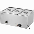 thumbnail image 4 of VEVOR 3-Pan Commercial Food Warmer, 17.4QT Electric Steam Table, 1200W Professional Countertop Stainless Steel Buffet Bain Marie with 86-185°F Temp Control for Catering and Restaurants, Silver, 4 of 9