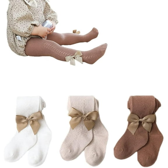 Baby Toddler Girl's Tights 3/4/5 Pack Cable Knit Leggings Little Girls Seamless Stockings Bows Cotton Pantyhose