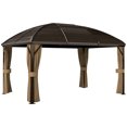 thumbnail image 1 of Outsunny Pavillon à Toit Rigide 10 Pieds x 13 Pieds avec Moustiquaires, Marron, 1 of 10