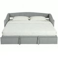 thumbnail image 1 of HOMCOM Twin Daybed, Upholstered Trundle Bed with 2 Pockets, Light Grey, 1 of 10