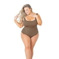 thumbnail image 3 of POSESHE Women's Plus Size Square Tank Bodysuit in Light Brown, S-5X, 3 of 5