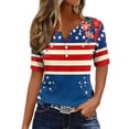 thumbnail image 2 of VKOYWKM Women's 4th of July Shirts Independence Day American Flag Tops V Neck Button Henley Tee Patriotic USA Graphic Tee Summer Casual Blouse, 2 of 9