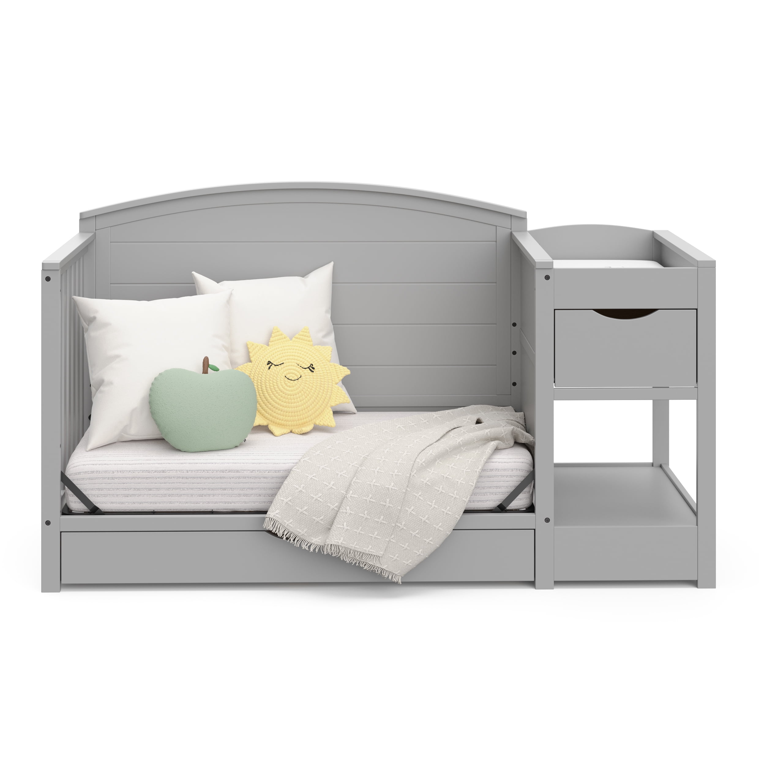 Graco Bellwood 5-in-1 Convertible Baby Crib and Changer with Drawer, Pebble Gray