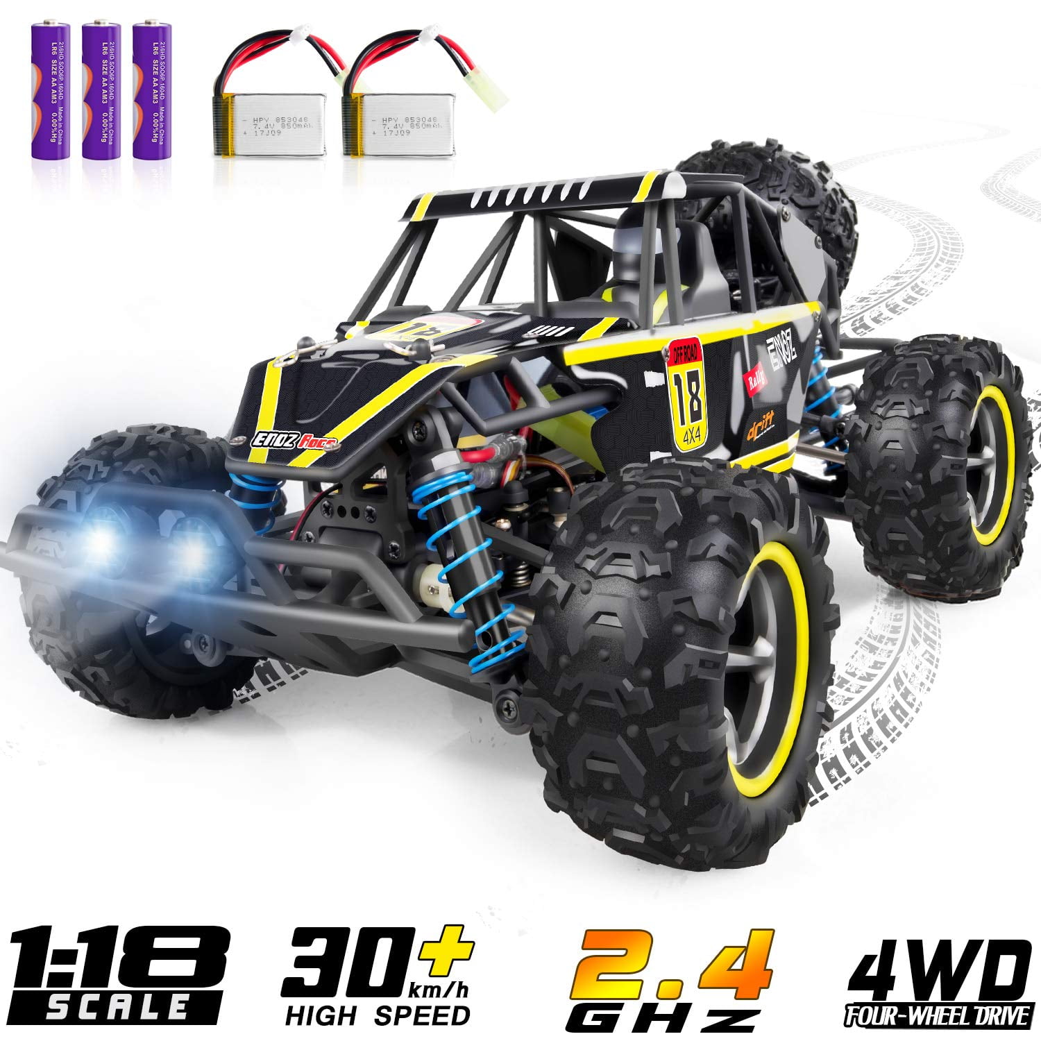 Remote Control Car, WHIRLT RC Cars for Kids, 4WD 2. 4GHz 1:18 Scale High Speed Racing RC Car