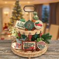 thumbnail image 2 of Christmas Decoration New Tiered Tray Decor Set Cute Wooden Signs Tiered Tray Decoration Items for Home Table House Room Kitchen Party, White, 2 of 6