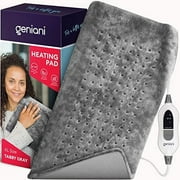 GENIANI Extra Large Electric Heating Pad for Back Pain and Cramps Relief - Auto Shut Off - Soft Heat Pad 12"x24" for Moist & Dry Therapy (Tabby Gray)