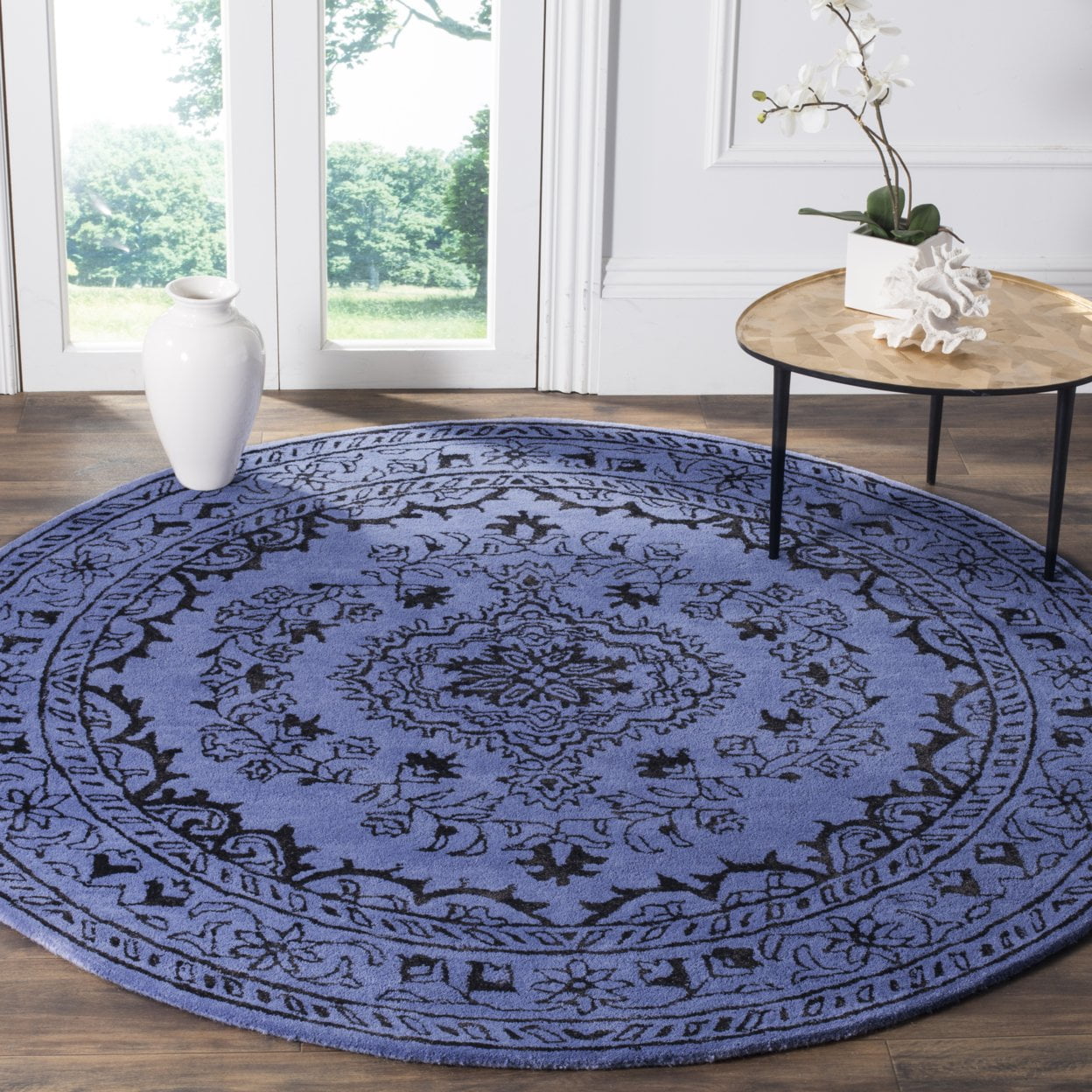 SAFAVIEH Glamour Gaia Floral Bordered Wool Area Rug, Purple, 5' x 8'