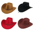 thumbnail image 2 of Aligament Straw Cowboy Cowgirl Hat for Men Women Wide Brim Sun Hat Western Style, Black, 2 of 7